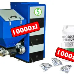Kocioł 5 klasy i ekogroszek premium w cenie 10000 zł za kocioł i 1000 zł/t za ekogroszek.