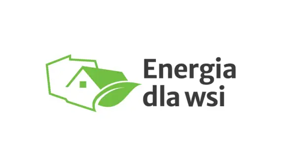 Zielony dom z liściem symbolizuje czystą energię dla wsi.